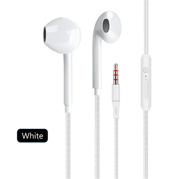 3.5mm Black White Sport Earbuds Wired Headphones With Bass Mobile Phone Earphone Wire Stereo Headset Mic Music Earphones - Image 7