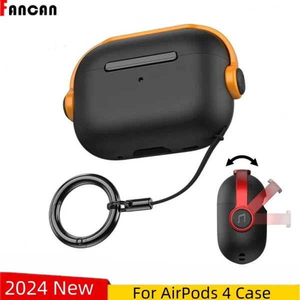 For AirPods 4th Generation 2024 Music Headset Earphone Protector Cover with Secure Lock&Keychain For AirPod 4 AirPods Pro 2 Case