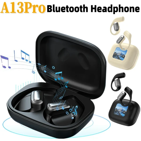 Intelligent Touch Screen Bluetooth-Compatible OWS Headphone IPX5 Waterproof Xp2 Earbuds LCD Colour Screen for Workout Sports