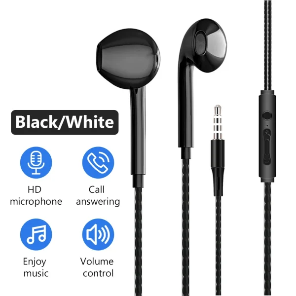 3.5mm Wired Sport Earbuds – Stereo Headphones with Bass and Built-in Mic - Image 2