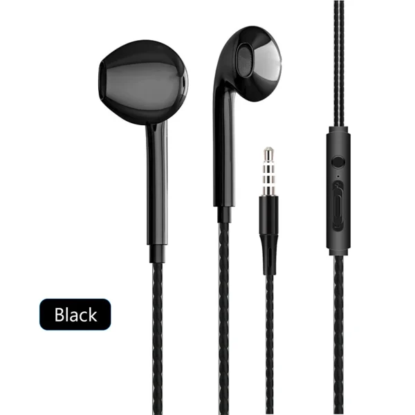 3.5mm Black White Sport Earbuds Wired Headphones With Bass Mobile Phone Earphone Wire Stereo Headset Mic Music Earphones - Image 8