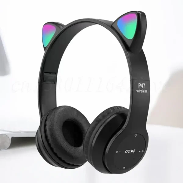 VKTECH Wireless Cat Ear Headphones – Bluetooth Glow Light Over-Ear Headset for Kids and Adults - Image 3