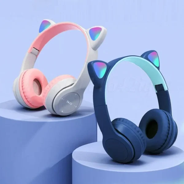 VKTECH Wireless Cat Ear Headphones – Bluetooth Glow Light Over-Ear Headset for Kids and Adults - Image 4